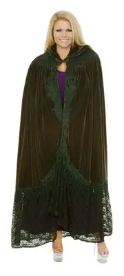 OLIVE GREEN ARTDECO STEVIE NICKS STYLE VELVET MUCHA GYPSY BOHO DELUXE HOOD CAPE
