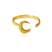 Culturesse Chandra Sterling Silver Crescent Moon 2cm Open Ring 18K Gold Plating