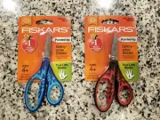 NEW Fiskars Pointed Tip LEFTY Kids Scissors Left Handed , RED, BLACK, BLUE 5"