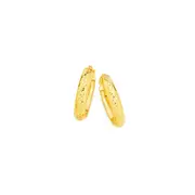 9ct Gold 4x15mm Patterned Hoop Earrings