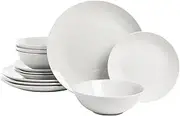[10 Strawberry Street] Simply Coupe 12 Piece Dinnerware Set, White