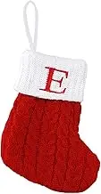 Christmas Stockings with 26 Letter, Initial Christmas Stockings, Red Mini Monogram Stocking, Cute Xams Alphabet Decorations for Home Family Fireplace Hanging Gifts DIY Decor (E)