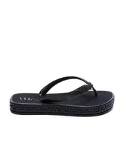 Greca-motif flip flops 35,35.5 Black