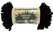 Vintage Craft Industries Elegant Braid 6mm-1/4" Macrame Cord 50 Yds. Black NEW
