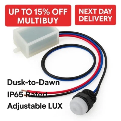 Internal Remote Photocell Miniature Sensor Kit Light Switch IP44 IP54 Dusk Dawn