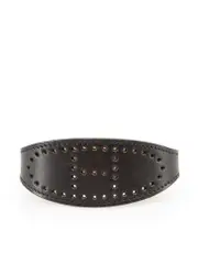 Black Leather Evelyne Perforated Bracelet