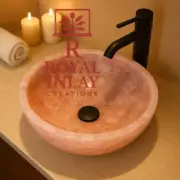 15" Handmade Rose Quartz Stone Sink Bowl – Textured Luxury Bathroom Basin