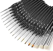 golden maple Dry Brush Miniature Painting, 18PC Paint Brushes Model Micro Detail Set, Fine Detailing for Acrylics, Watercolors, by Number, Citadel, Figurine & Warhammer 40k Black
