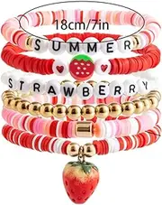 [Rrdaily] Preppy Bracelets for Women Teen Girls Gifts Trendy Stuff Cute Clay Beads Beaded Friendship Charm Bracelet Y2K Accessories Aesthetic Things Jewelry