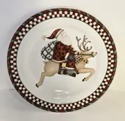 Sakura Debbie Mumm Santas Spirit Stoneware Salad Plate Christmas Reindeer NEW