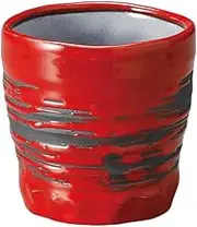 Red Glazed Brush Shochu Cup [3.6 x 3.6 inches (9.2 x 9.2 cm), 12.2 fl oz (360 cc)] | Free Cup |
