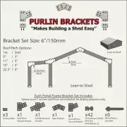 Lean-to Shed 6inch C Section Purlin Bracket Set-Garage-Farm-Steel Plate