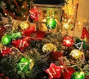 Christmas Decorations String Lights, 10 FT 20 LED Star Ball Shiny Fairy Christmas Lights Battery Powered Holiday Decorations for Home Garden Bedroom Party Ornaments Décor Indoor Outdoor