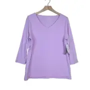 Chico's Womens L The Ultimate Tee Touch of Cool High Wide VNeck Tee NEW
