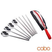 cobo 304不鏽鋼實心扁筷湯匙/韓式餐具8件組