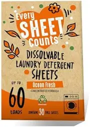 Laundry Detergent Sheets, Ocean Fresh Scent, Biodegradable Laundry Sheet Strips, Travel Size, Plastic Free, Eco Friendly, Ultra Concentrated, Fully Dissolvable Laundry Soap, EVERY SHEET COUNTS