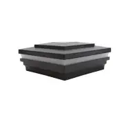 5.625" Sq. Cape May Halo Solar LED Lighted Vinyl Post Cap - Hammertone Black