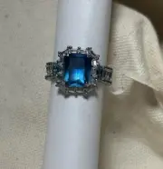 NWT BOMB PARTY RING Good Risk To Take Blue Quartz Rhodium RBP6851 SIZE 7 $142