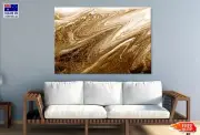 Brown Gold Fluid Abstract Design Wall Canvas Home Decor Australian Made Quality