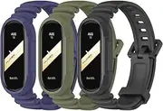 T Tersely Band for Xiaomi Mi Band 9/8, 3 Pack Silicone Replacement Watch Bracelet Strap for Xiaomi,Skin-Friendly Soft & Flexible for Male and Female