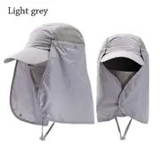 UV Sun Protection Neck Face Adjustable Fisherman Cap Fishing Sun Hat Baseball Cap Sunshade Hat light grey