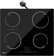 GlONlEN Plug-in Induction Hob 13 Amp 2800W,60cm Integrated Electric Cooktop with Bridge Zone, 4 Cooking Rings Cooker GIT470SP