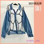 【GEMGEM_SHOP】『FINAL SALE』設計師品牌 PONY STONE 鏤空鍊條單寧夾克