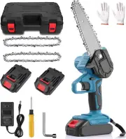 Mini Chainsaw Cordless, 6 Inch Handheld Electric Power Chainsaw with 2Pcs Batter