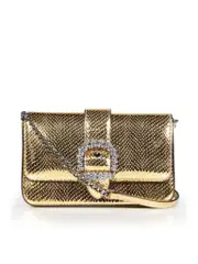 Gold Leather Lizard Print Bag