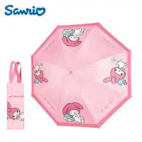 在飛比找momo購物網優惠-【SANRIO 三麗鷗】可愛美樂蒂三折黑膠晴雨傘摺疊傘(防曬