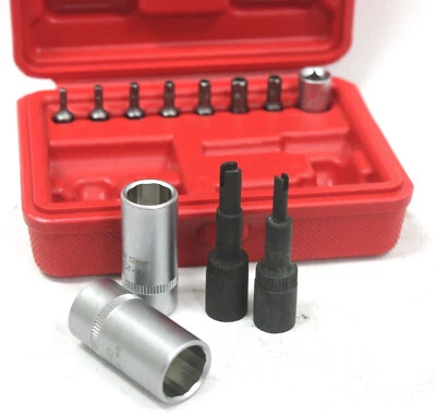 12pcs HVAC AC Repair set 1/4" Valve Cap Remove Stem Core Tamper Star Bit Sockets