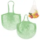 2-Pack Reusable Mesh Net String Grocery Bags [Avocado,Long&Short Handle]