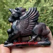 1pc Natural Garnet Unicorn Quartz Crystal Skull Carved Figurines Healing 3.5"
