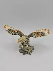 BROWN EAGLE W/ LOTS OF DETAIL TRINKET BOX BY KEREN KOPAL, CRYSTALS, COLLECTIBLE