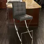 Oliver Stainless Steel Modern Design Black Leather Bar Stool Kitchen barstool