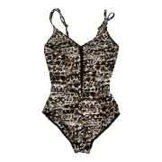 NEW! Miraclesuit Wild Side Animal Print Mesh Plunge One-Piece Swimsuit SIZE 10