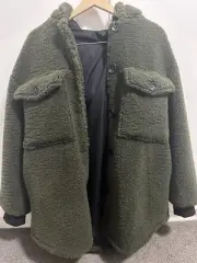 Decjuba NICOLE HOODED SHACKET - KHAKI - L SIZE