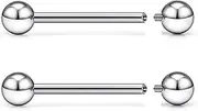 [Kadogohno] F136 Titanium 16/14/12G Nipple Bridge Tongue Ring Piercing Jewelry 14/16/19mm Bars Barbell Earrings Internally Threaded Hypoallergenic for Women Men Set