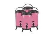 SOGA 4X 12L Stainless Steel Insulated Milk Tea Barrel Hot and Cold Beverage Dispenser Container with Faucet Pink