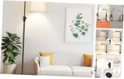 【Upgraded】 Dimmable Floor Lamp, 1000 Lumens LED Edison Matte Black-Linen Shade