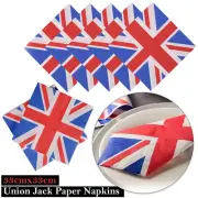 Union Jack Paper Napkins 25/60pcs Red White Blue UK King Flag Party Decor 33cm