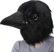 Walkbee Black Crow Mask Raven Mask Animal Latex Full Head Realistic Masks for Halloween Carnival Costume Party Parade