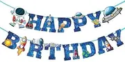 Outer Space Theme Birthday Banner Happy Birthday 15 PCS Galaxy Party Sign, Birthday Party Decorations，Outer Space Theme Decorations, Astronaut Birthday Supplies.