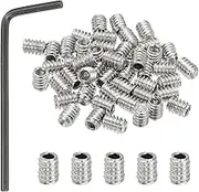 uxcell #10-24x1/4 Internal Hex Socket Set Grub Screws, 50 Pcs 304 Stainless Steel Cup Point Set Screw with Hex Key Wrench for Door Handles Bathroom Fixtures