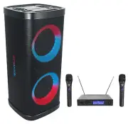 Rockville BASS PARTY 65 V2 Rechargeable LED Bluetooth Speaker+(2) Wireless Mics