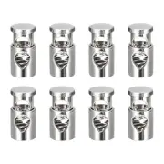 8Pcs Metal Cord Locks 6.5mm Single Hole Toggle Spring Stop Silver White
