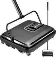 Manual Carpet Sweeper, Handheld Push Vacuum for Smooth Floors, Rugs & Carpets- C
