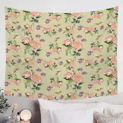 Pink Roses and Purple Flowers Tapestry