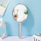Liquid Shape Oval Mirror Mini Hand-held Desktop Cosmetic Mirror Makeup To_$d