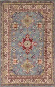 Light Blue/ Ivory Southwestern Super Kazak Oriental Area Rug 6'x10' Handmade Rug